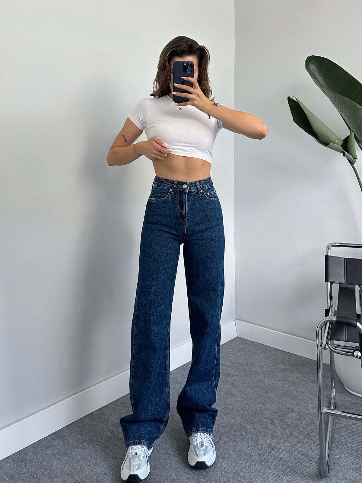 Mirra Ultra Yüksek Bel Dark Blue Wide Leg Jean