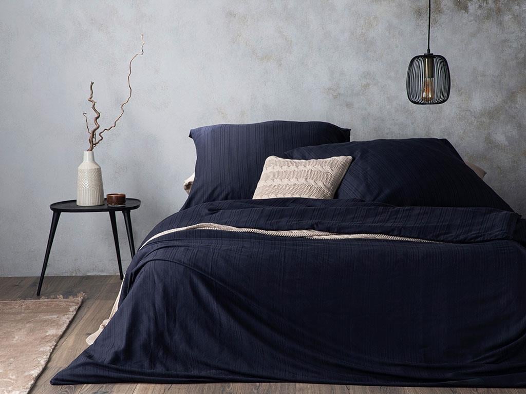 Aurora Silky Touch Small Double Duvet Cover Set 180x200 cm + 80x80 cm Gece Mavisi