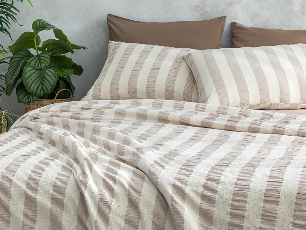 Billowy Set Lenjerie De Pat Dublu - Set Lenjerie De Pat Bumbac Poliester | English Home, 200 x 220 cm, Bej