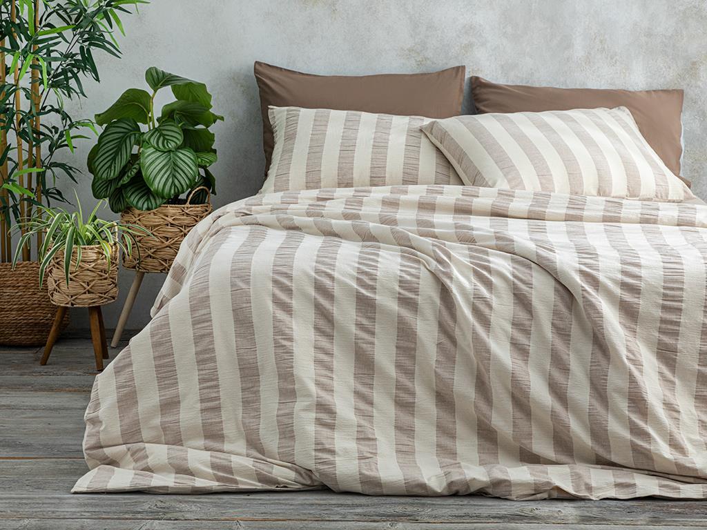 Billowy Set Lenjerie De Pat Dublu - Set Lenjerie De Pat Bumbac Poliester | English Home, 200 x 220 cm, Bej