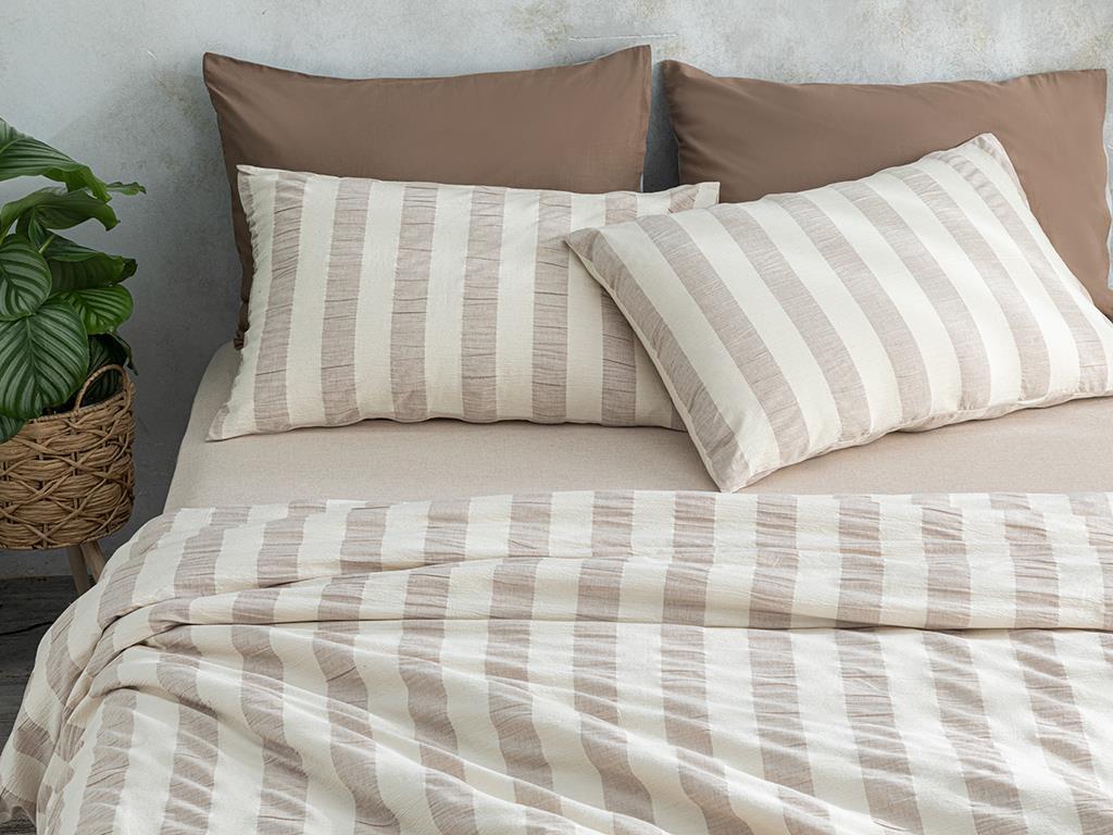 Billowy Set Lenjerie De Pat Dublu - Set Lenjerie De Pat Bumbac Poliester | English Home, 200 x 220 cm, Bej