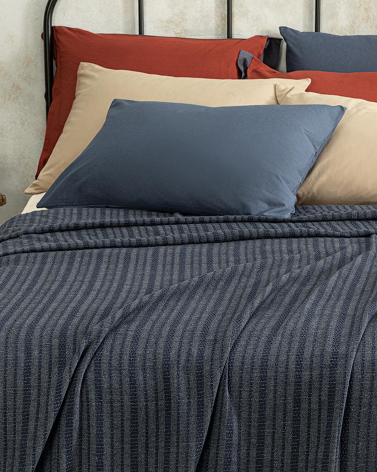 Chain Rope Jacquard For One Person Summer Blanket 150x220 cm İndigo
