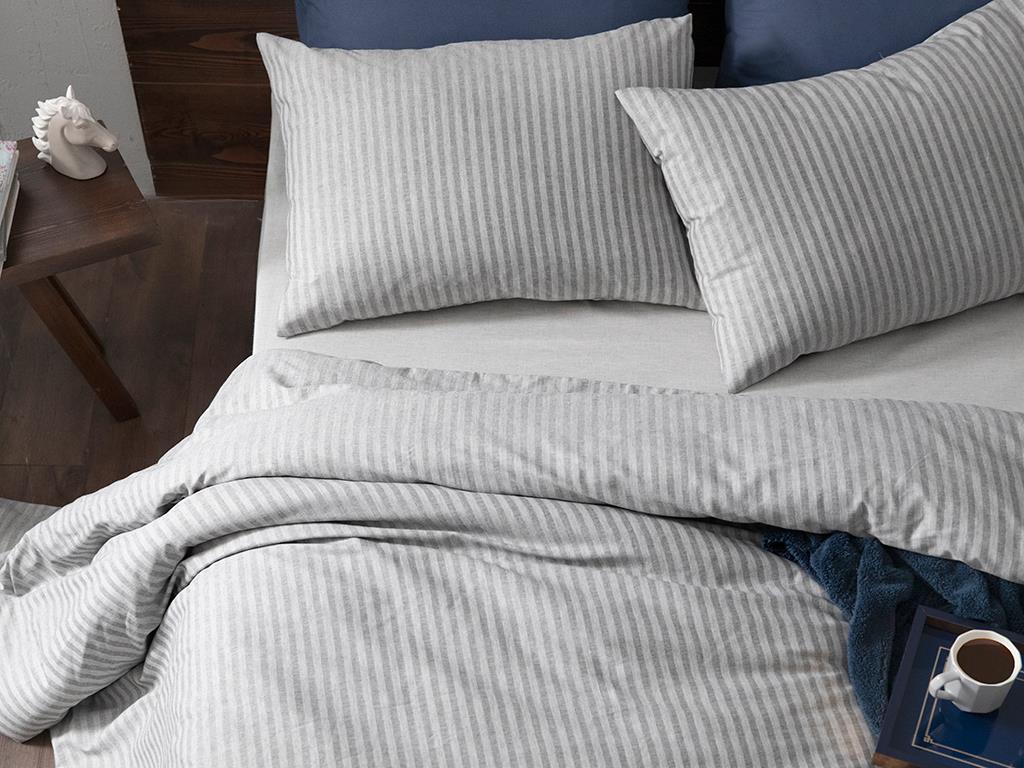 Classy Set Lenjerie De Pat Single, Țesătură Tip Twill Melanj, 160*220 Cm, Albastru İnchis
