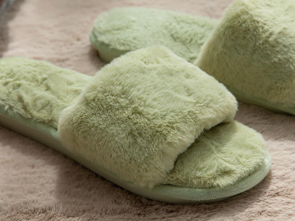 Colorful Plush Women Home Slippers 40 Green