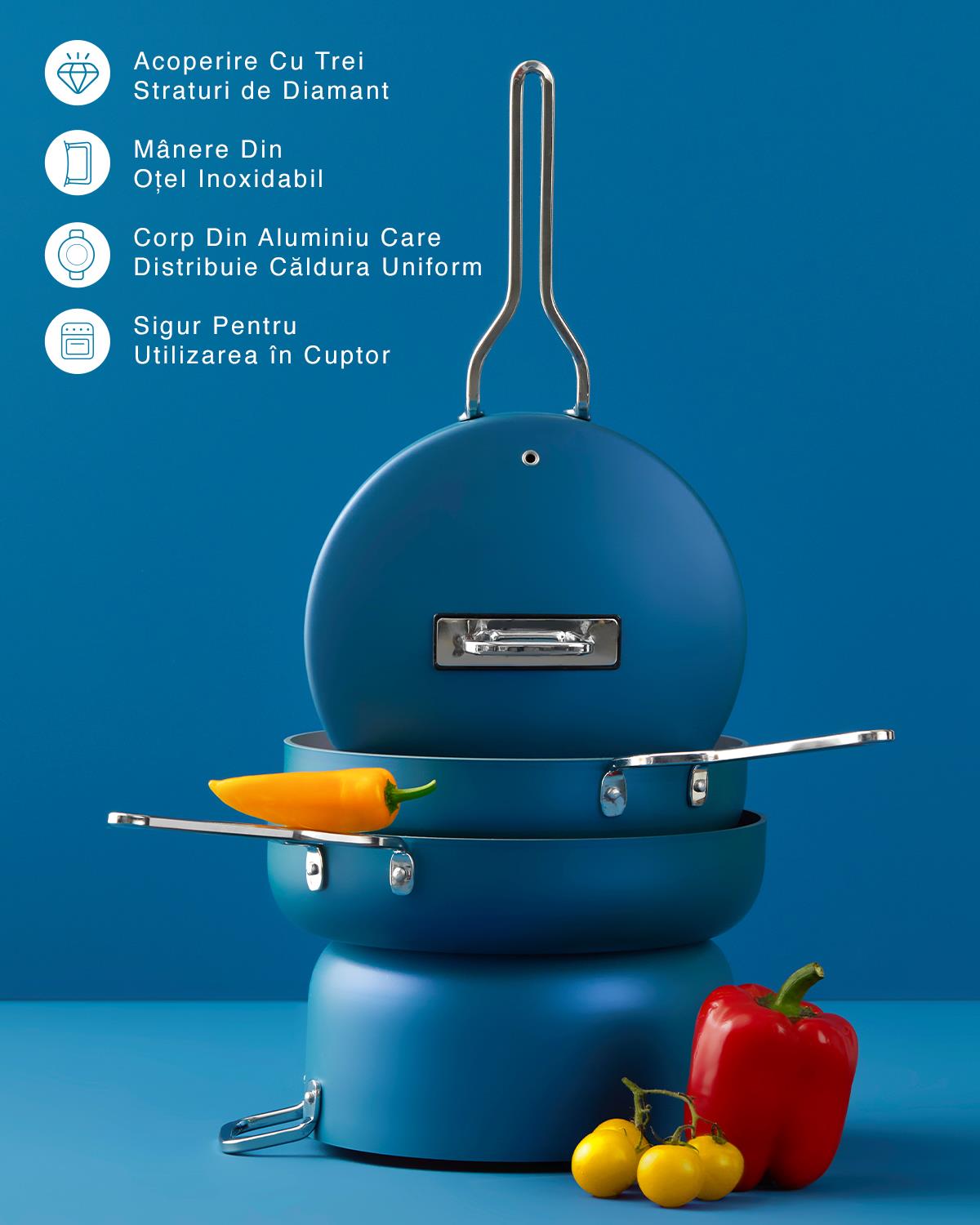 Aluminum Flat Salt And Pepper Shak 28 cm Blue