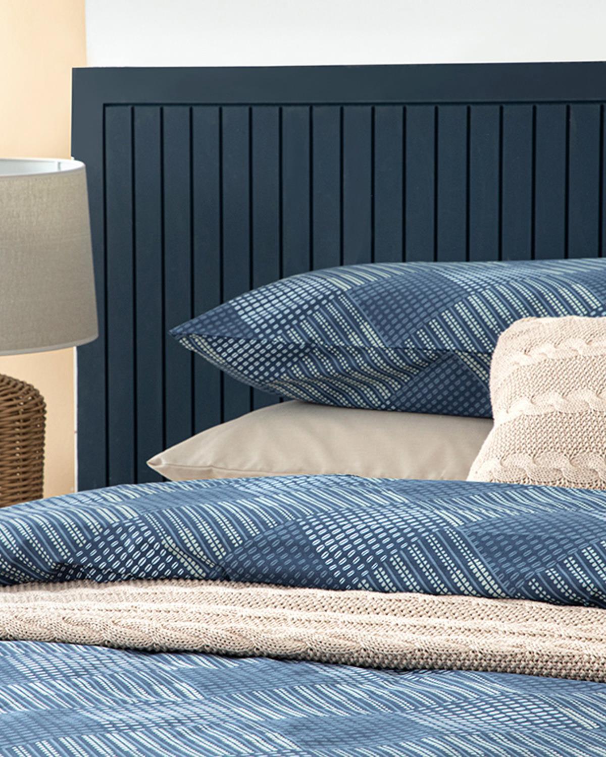 Dotted Check Cottony Pentru O Persoana Set Lenjerıe De Pat 160X220 Cm Albastru İnchis