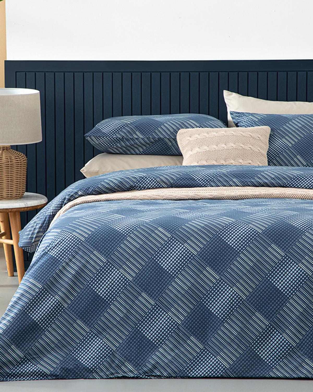 Dotted Check Cottony Pentru O Persoana Set Lenjerıe De Pat 160X220 Cm Albastru İnchis