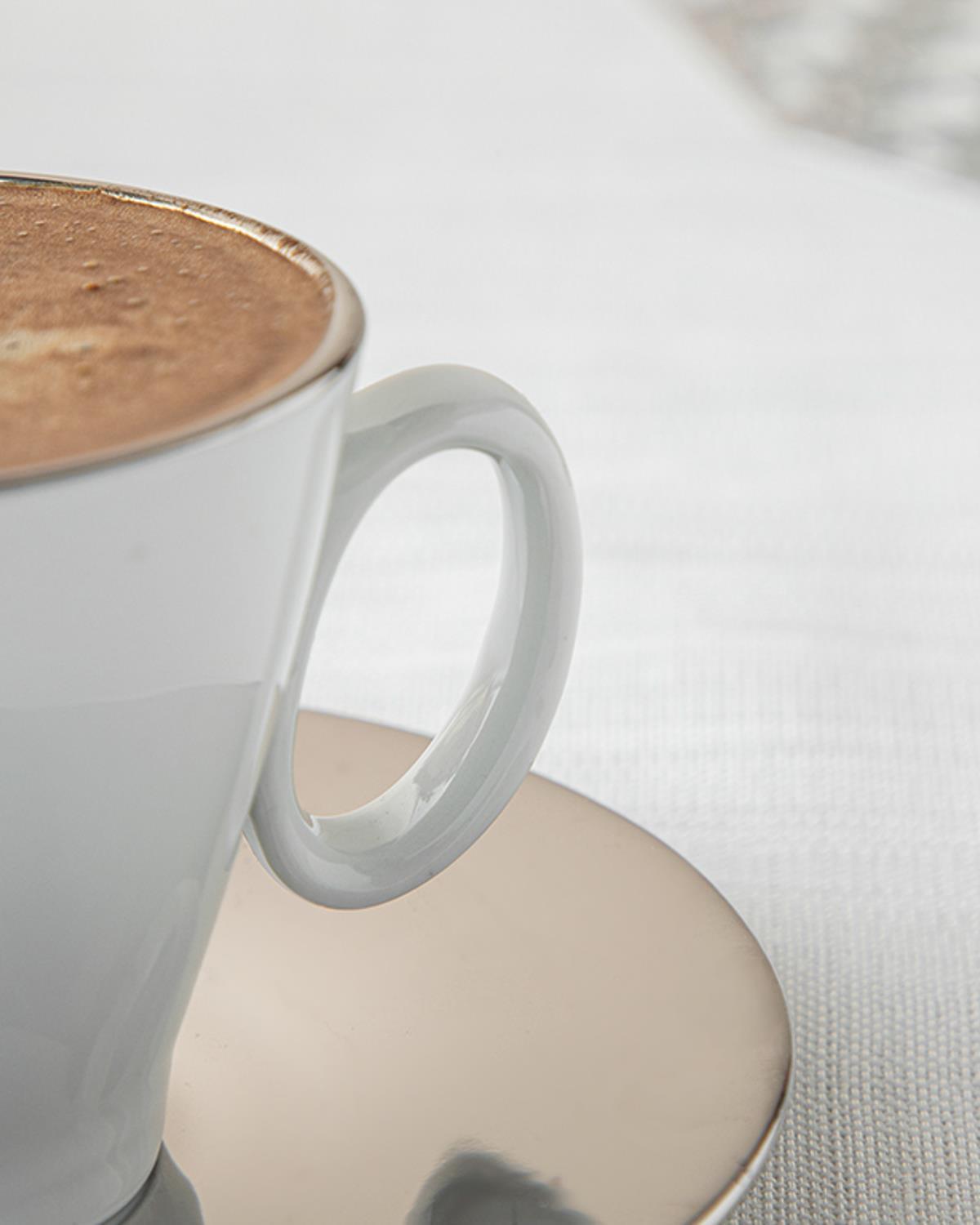 Elna Porțelan 4 Bucati Pentru 2 Persoane Set Cești De Cafea 80 Ml Argint.
