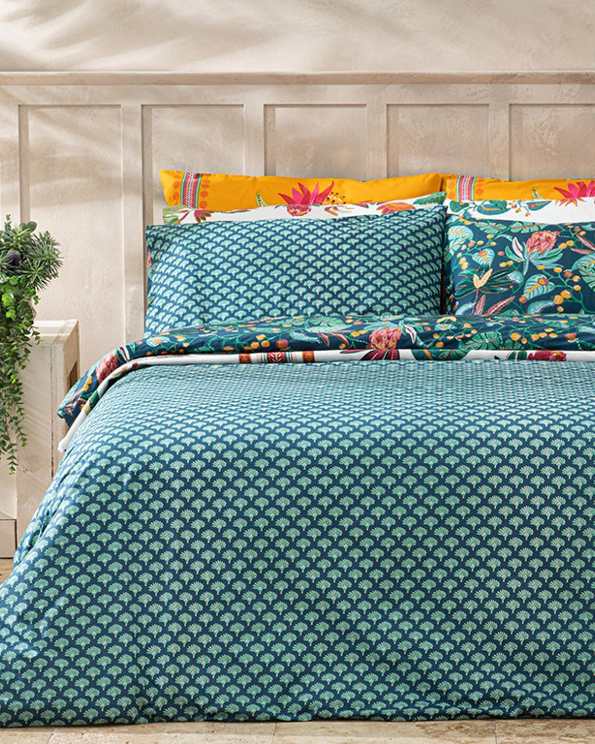 Exotic Garden Cottony Double Person Duvet Cover Set Pack 200x220 cm Dark Blue
