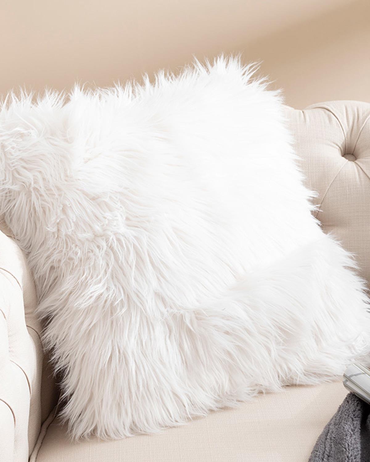 Jade Plush Cushion Cover 45x45 cm White