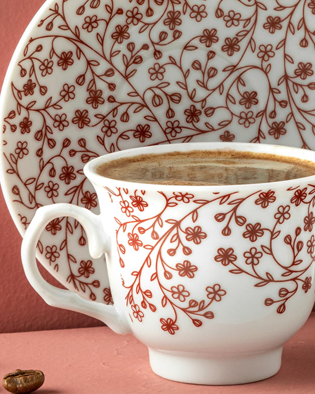 Hiedra Set De Cești De Cafea 4 Bucăți Pentru 2 Persoane, Porțelan, 80 Ml, Crem Deschis