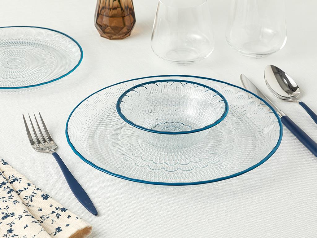 Noven Glass Dinner Set Dark Blue
