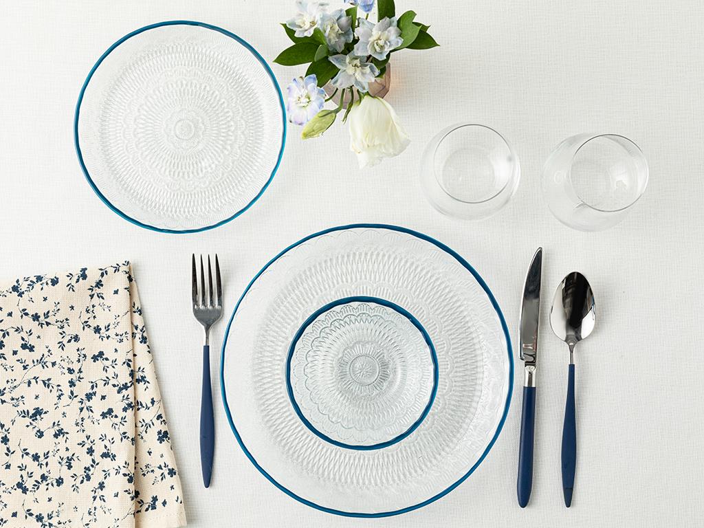 Noven Glass Dinner Set Dark Blue