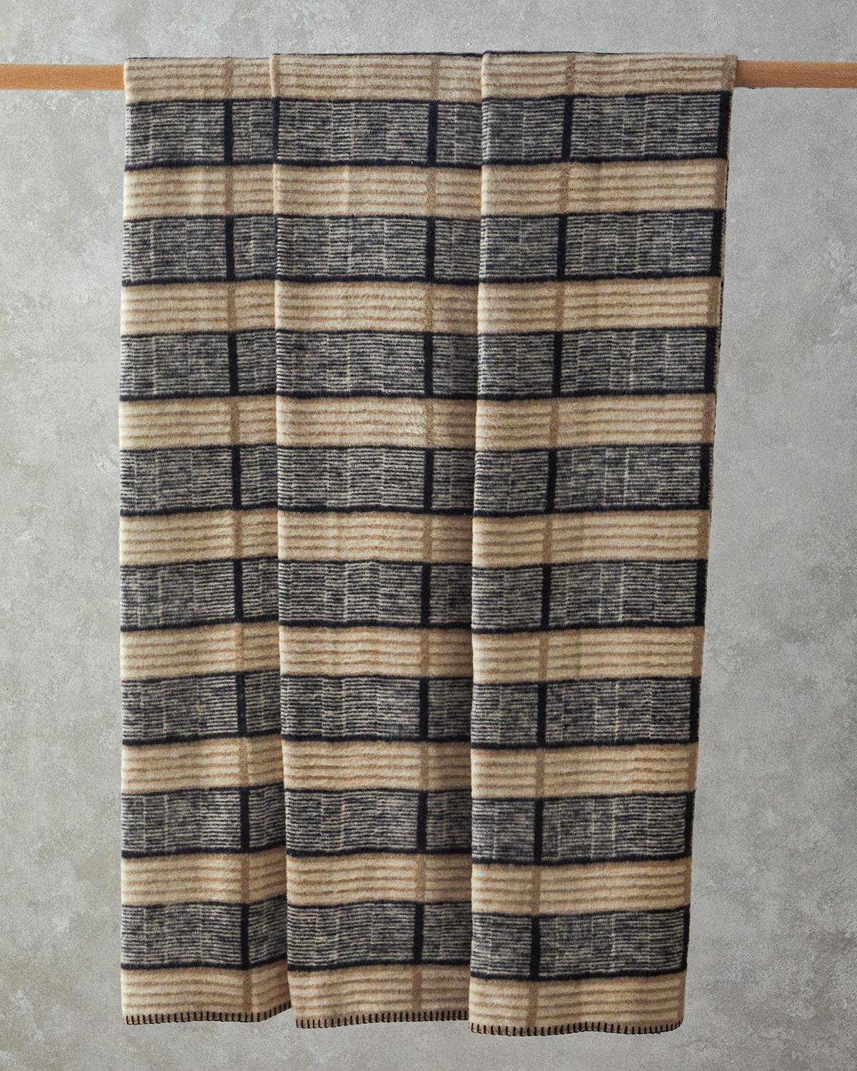 Bumbac Dublu Pătură 200*220 Cm Bej-Negru