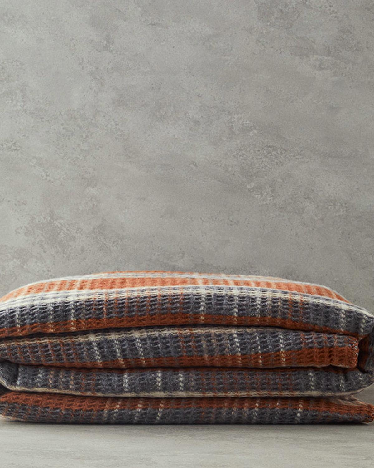 Plaid Waffle Scotch For One Person Blanket 150x200 cm Terracotta