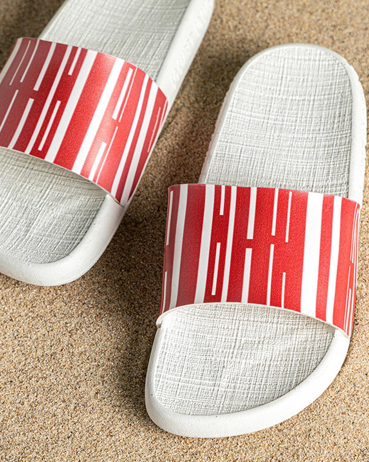 Marine Stripe Women Beach Slipper 36 Red