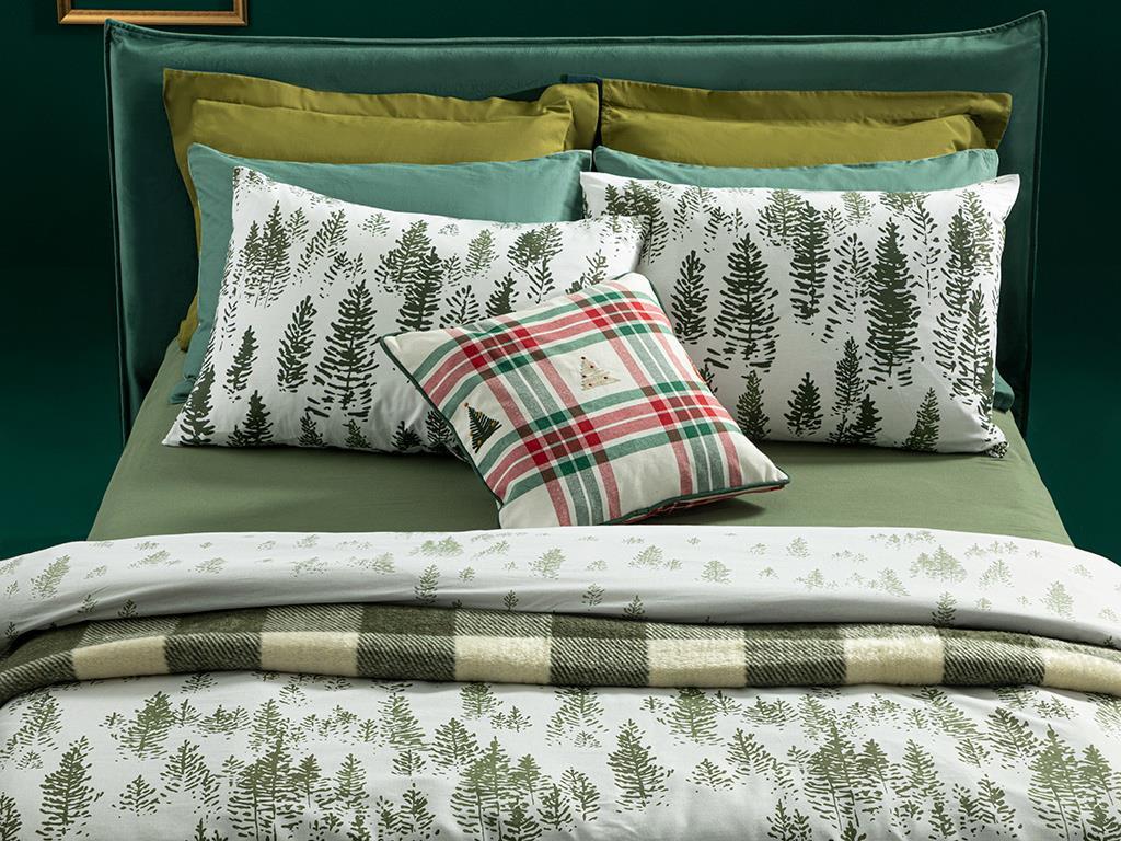 Pine Forest Bumbac Persoană Dublă Set Lenjerıe De Pat 200*220 Cm Mint-Lilac-Roz