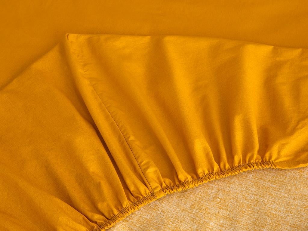 Plain Cottony Double Person Fitted Sheet 160x200 cm Mustard