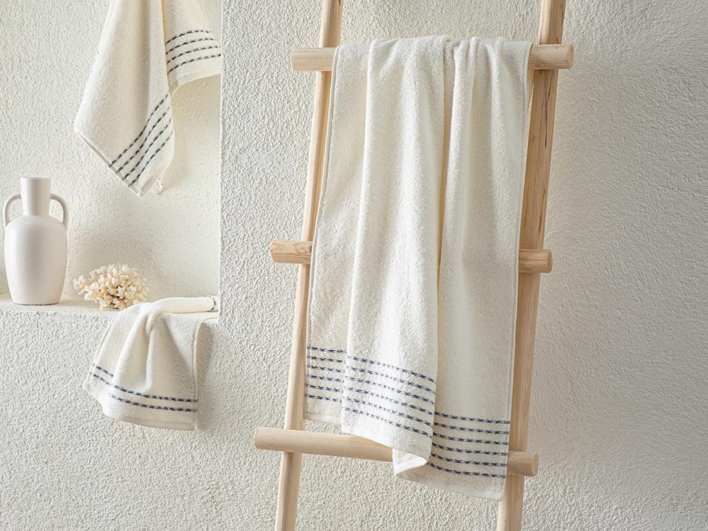 Soft Wave Cottony Bath Towel 70x140 cm Ecru
