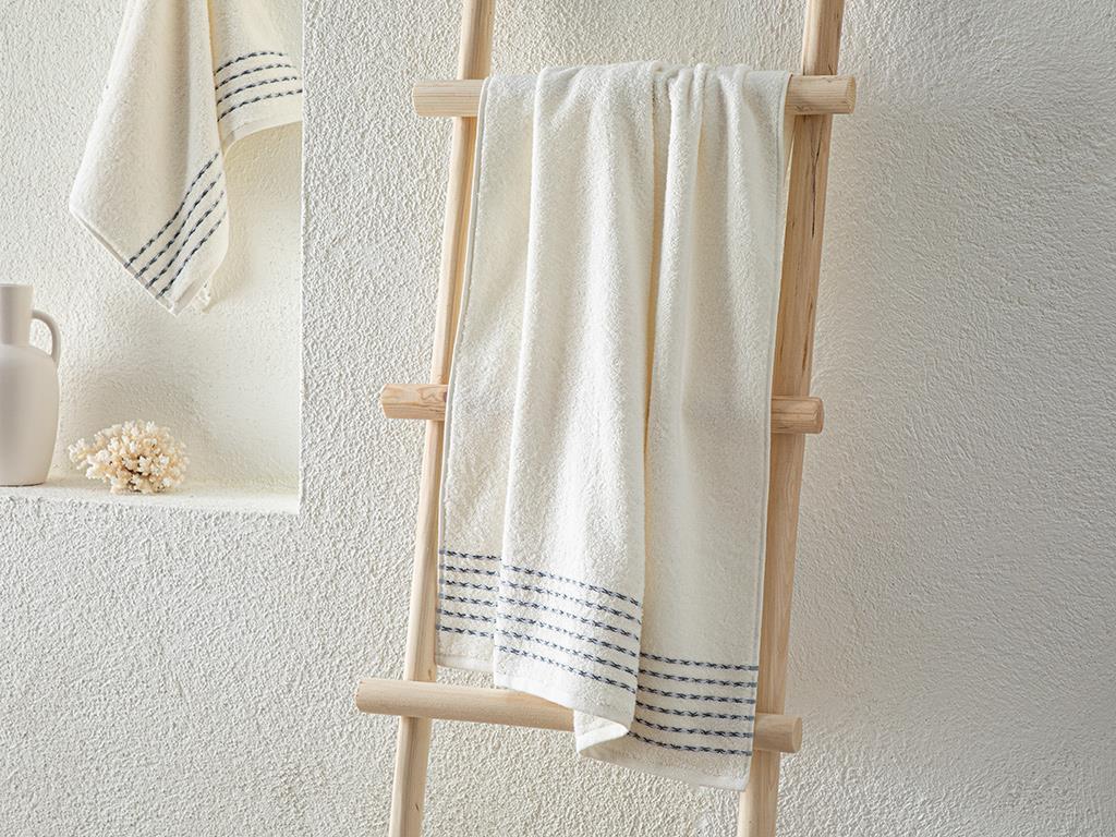 Soft Wave Cottony Bath Towel 70x140 cm Ecru