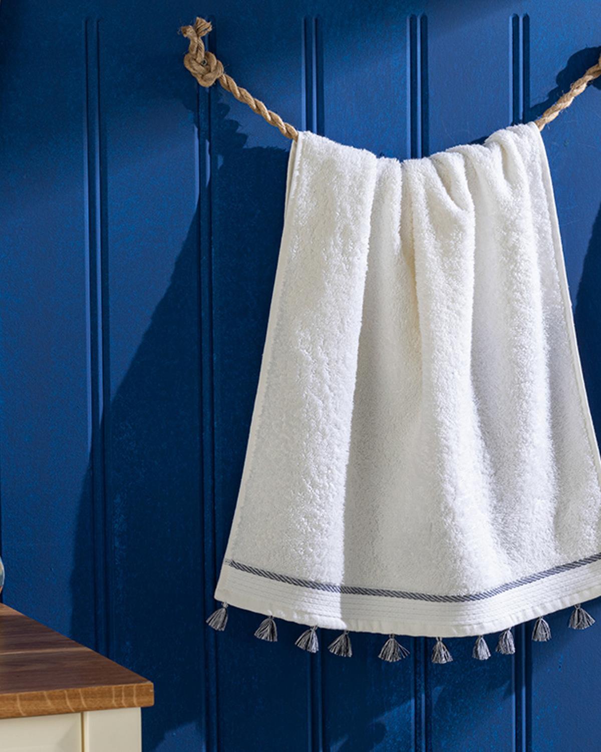 Mila Cottony Fringed Face Towel 50x70 cm Dark Blue