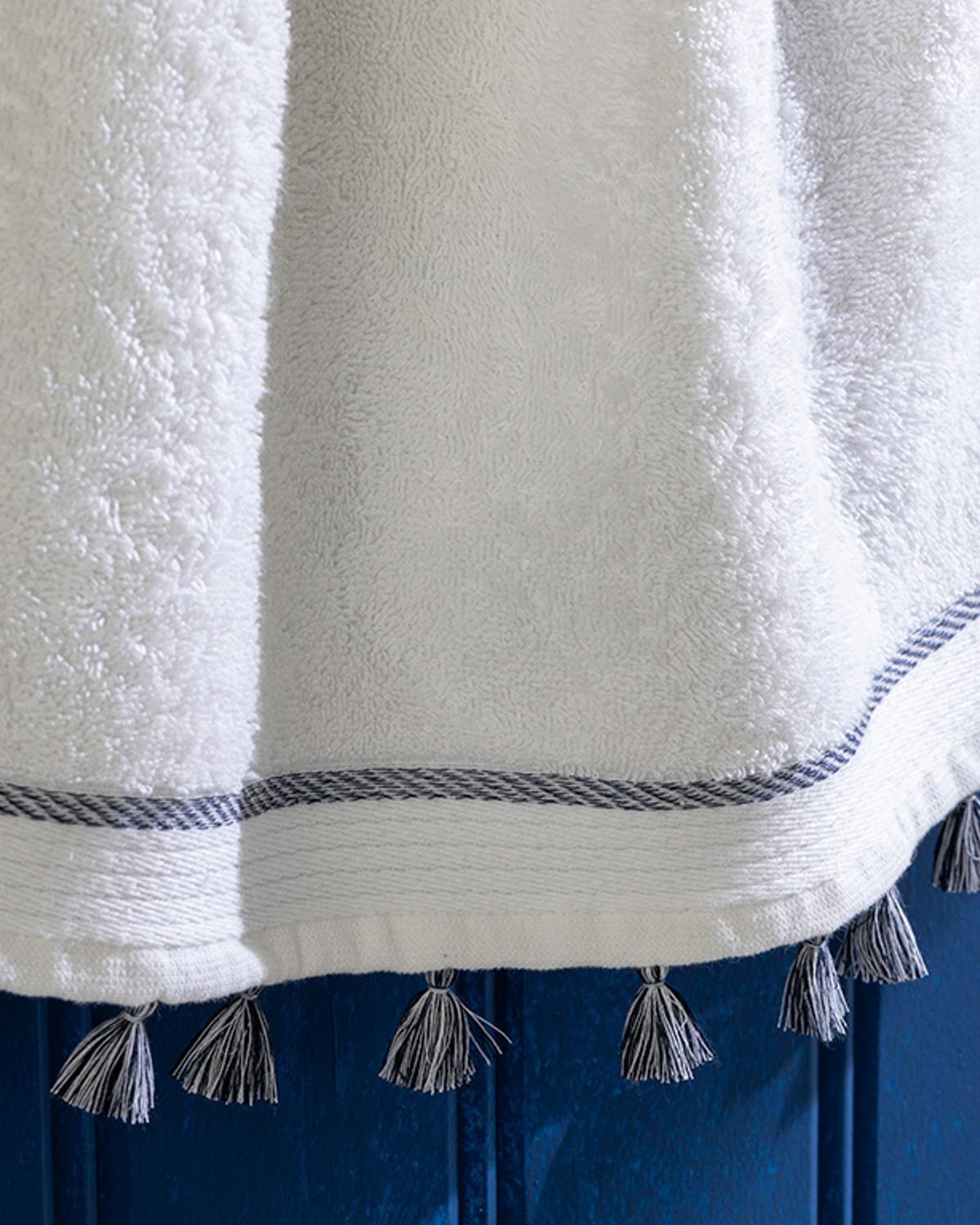Mila Cottony Fringed Face Towel 50x70 cm Dark Blue