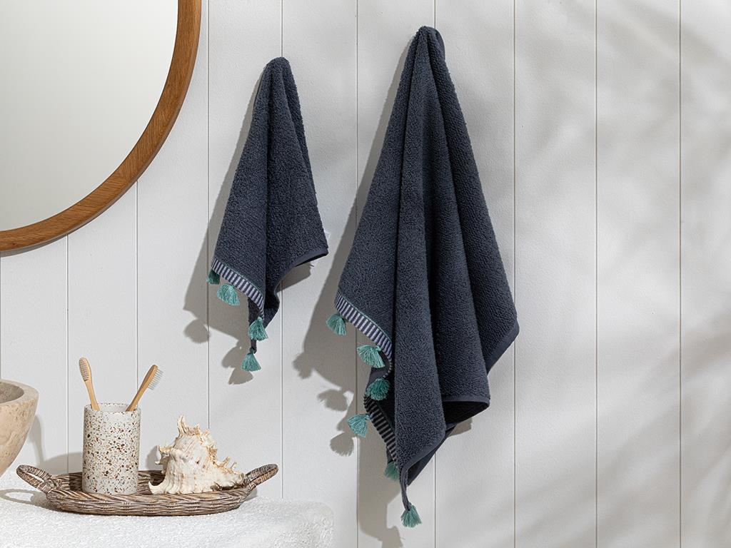 Relift Cottony Fringed Face Towel 50x70 cm Anthracite