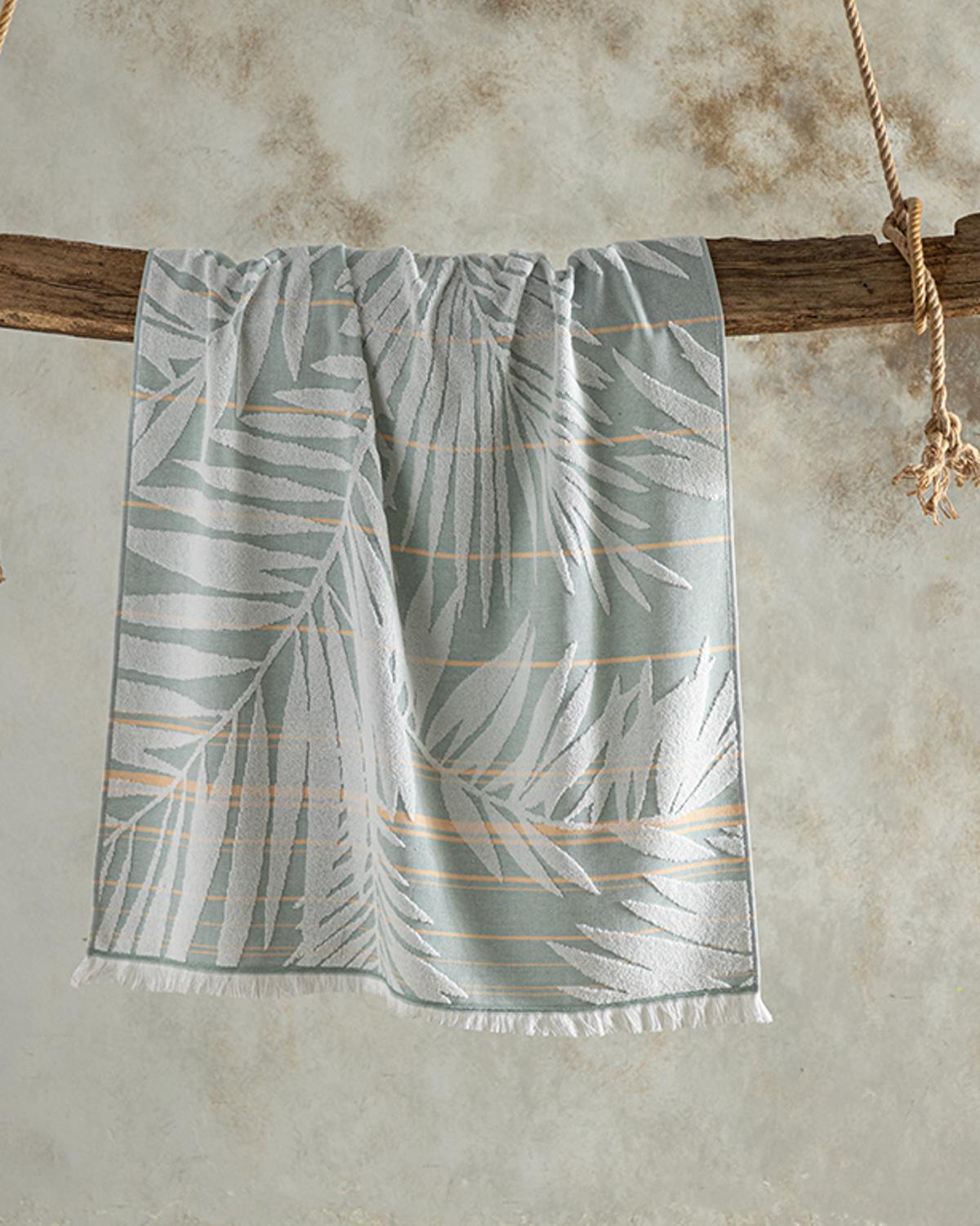Lamina Cotton Polyester One side Beach Towel 75x150 cm Ekru-Yeşil-Sarı