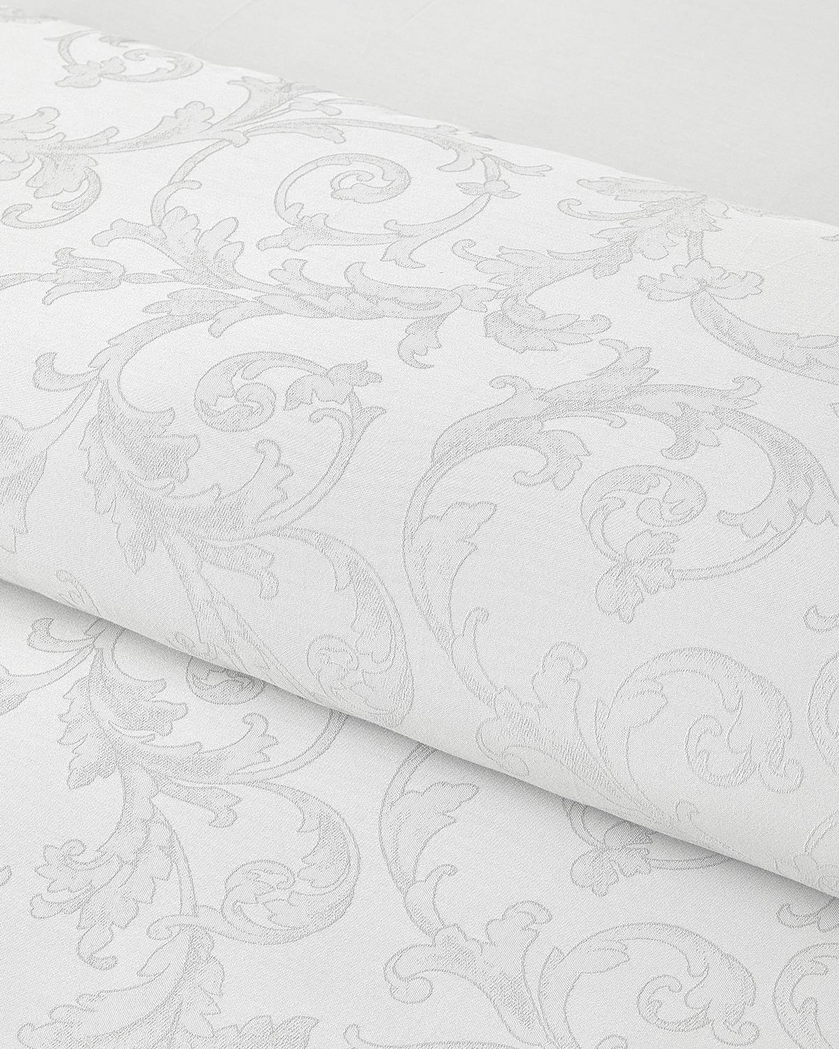 Royal Scroll Jacquard Bumbac Satinat Double Set Lenjerie De Pat 200x220 cm Alb