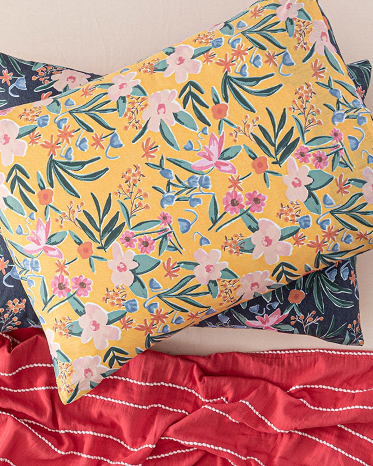 Vivacity Bloom Cotton 2 pcs Pillowcase 50x70 cm Yellow