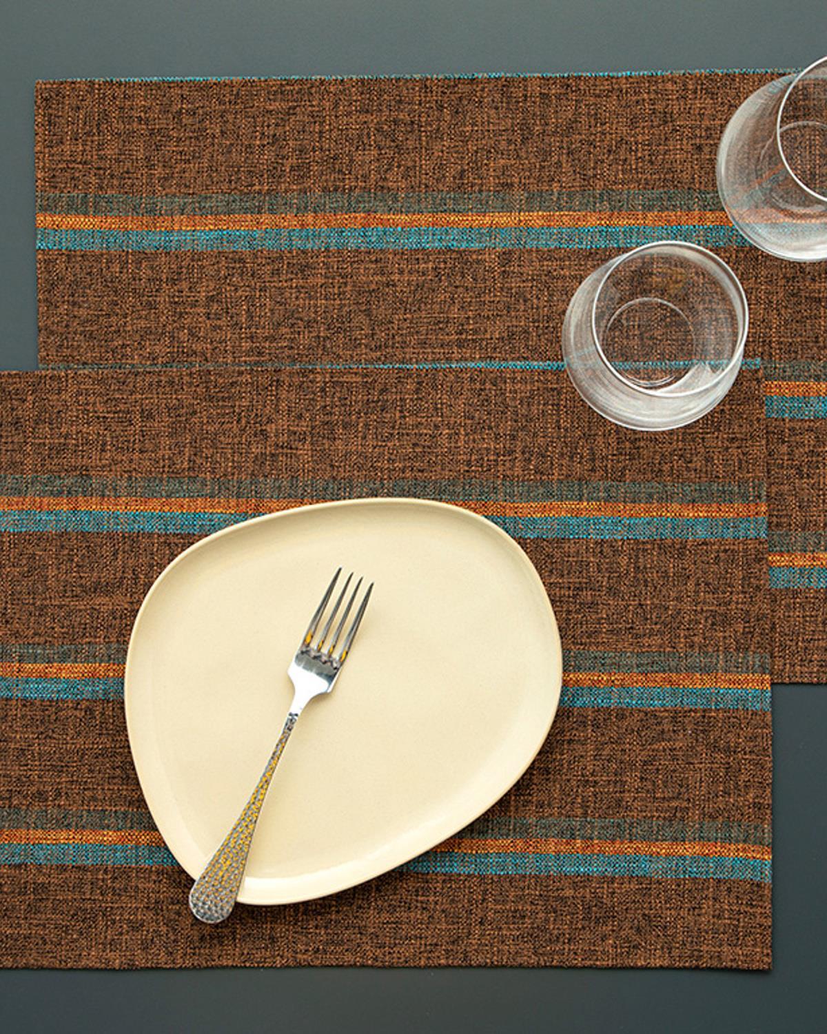 Big lines Polyestere 2 Set Place Mat 30x45 cm Brown