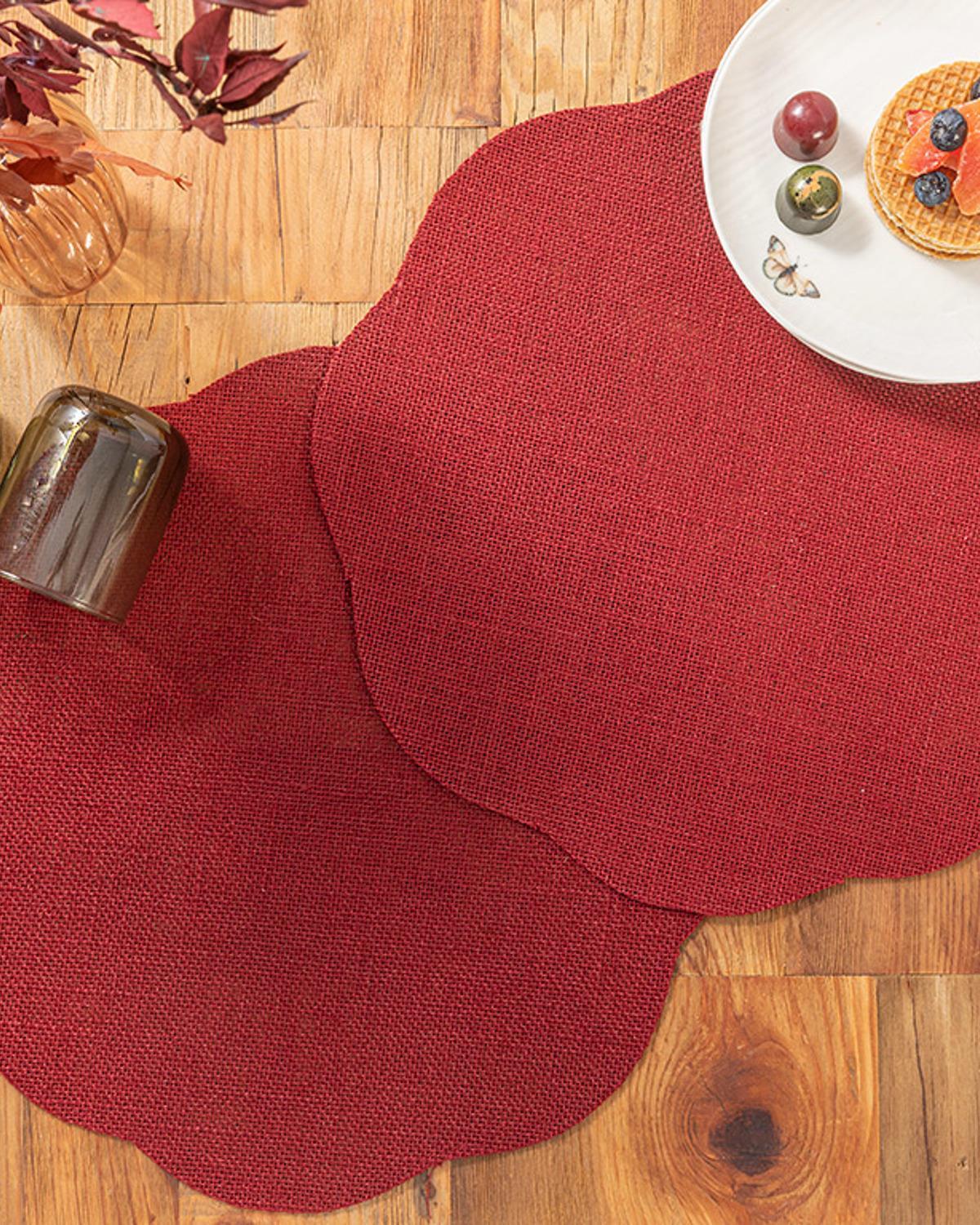 Floraison Jute 2 Set Place Mat 38 cm Claret Red