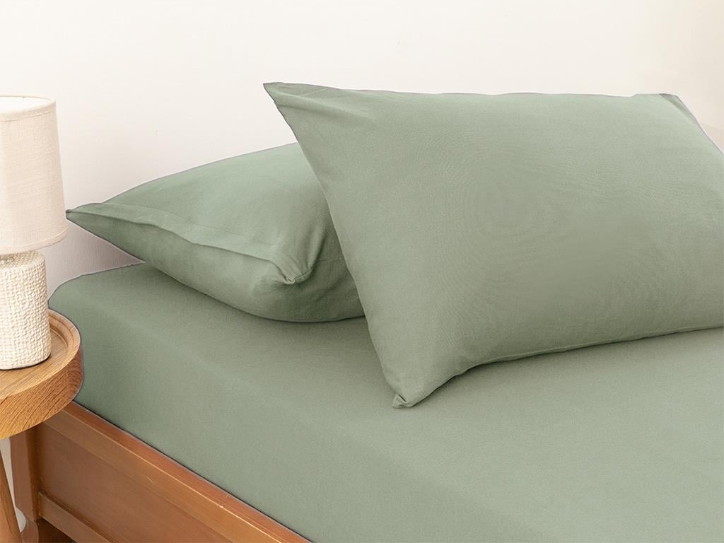 Set cearceaf elastic și fețe de pernă, pat dublu, Straight, bumbac, 160x200 cm/ 50x70 cm, verde