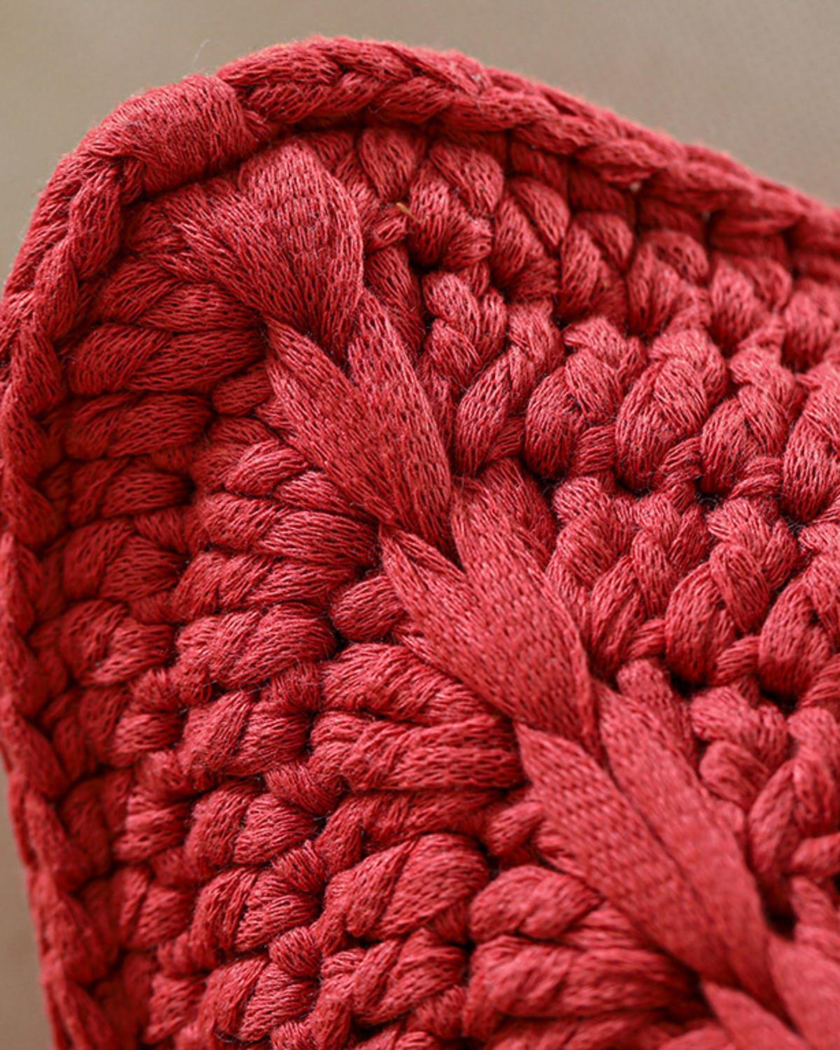 Star Knitting Decorative Cushion 50 cm Brick Red