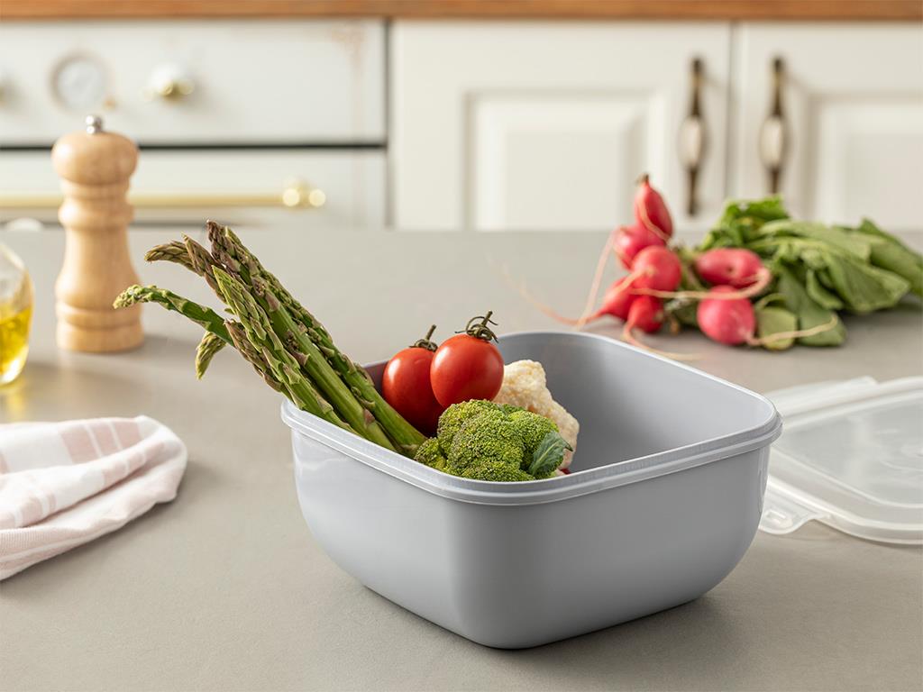 Stella Plastic Square Storage Box 2400 ml Gray