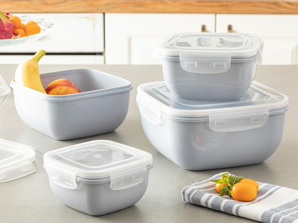 Stella Plastic Square Storage Box 2400 ml Gray