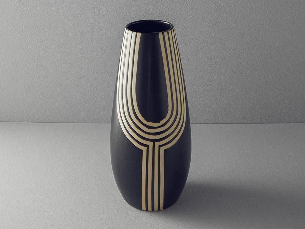 Stripy Silicone Vase Black