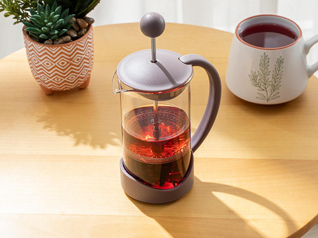 Tapis Presă Franceză, Sticlă Borosilicată, 350 Ml, Cafea - Roz Pudră