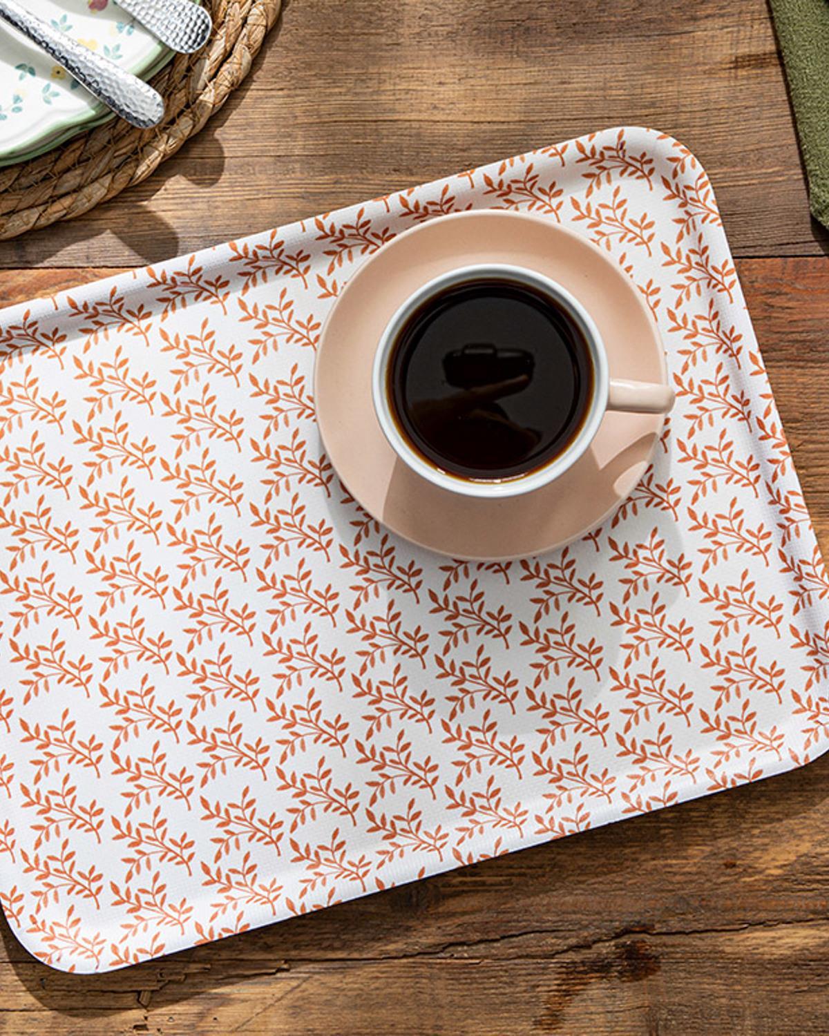 Pure Flowers Melamine Nonslip Tray 27x36 cm Orange,