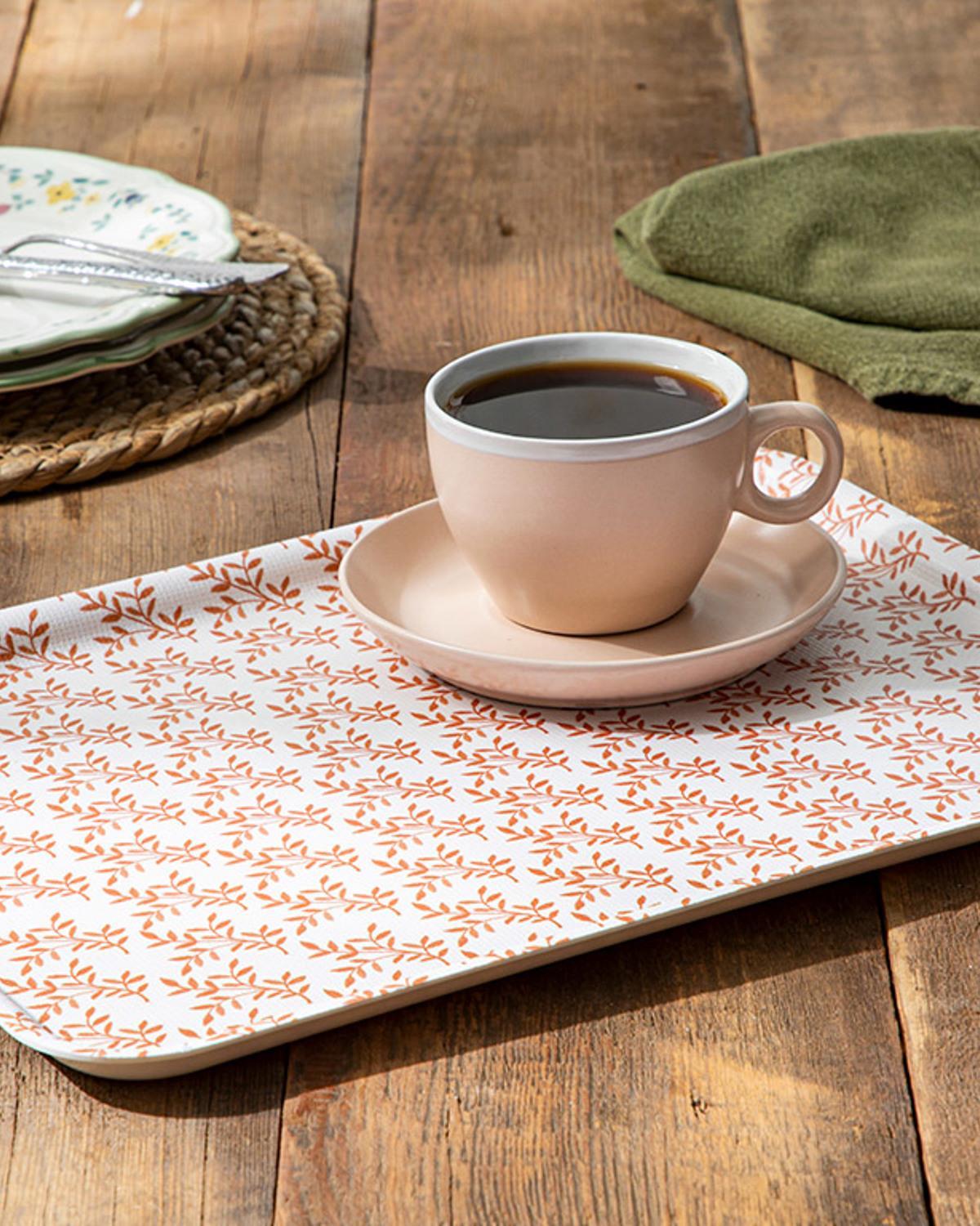 Pure Flowers Melamine Nonslip Tray 27x36 cm Orange,