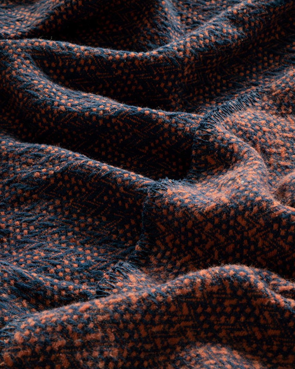 Zigzag Cu Bumbac Single Pătură 150x200 cm Portocaliu - Bleumarin