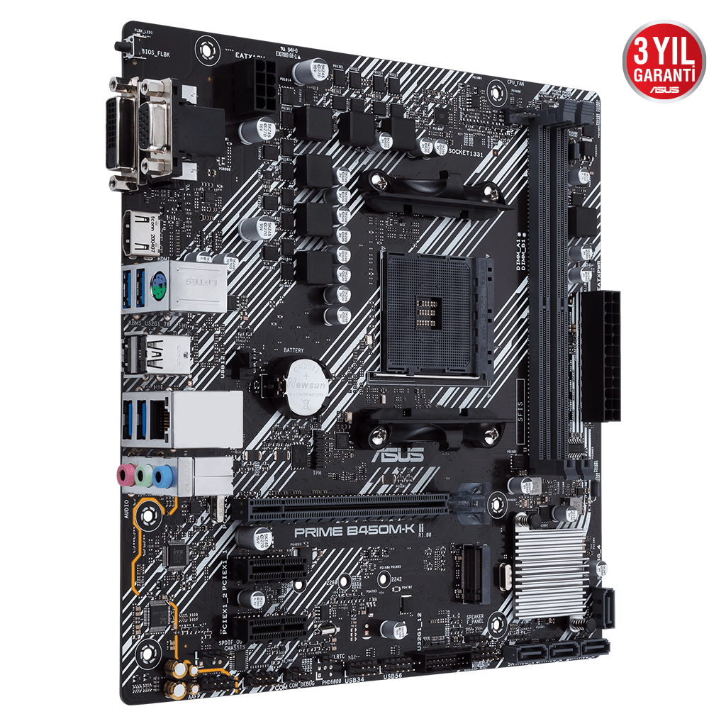 ASUS PRIME B450M-K II, 2xDDR4, M.2, D-SUB, DVI, HDMI, AM4 Soket Anakart