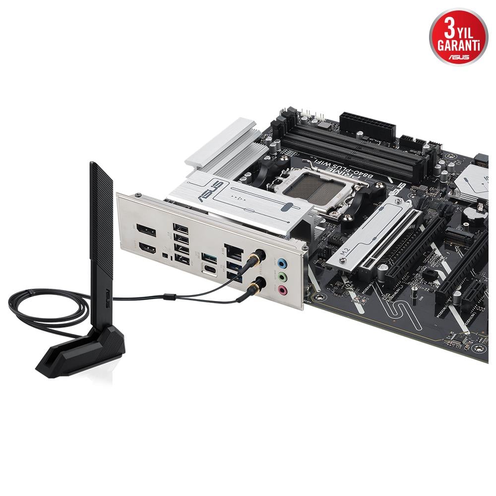 ASUS PRIME B840-PLUS WIFI B840 DDR5 (Vga Yok) GLan 2.5G ATX HD DP TYP-C M2 WF6 BT RGB AM5 AMD Anakart