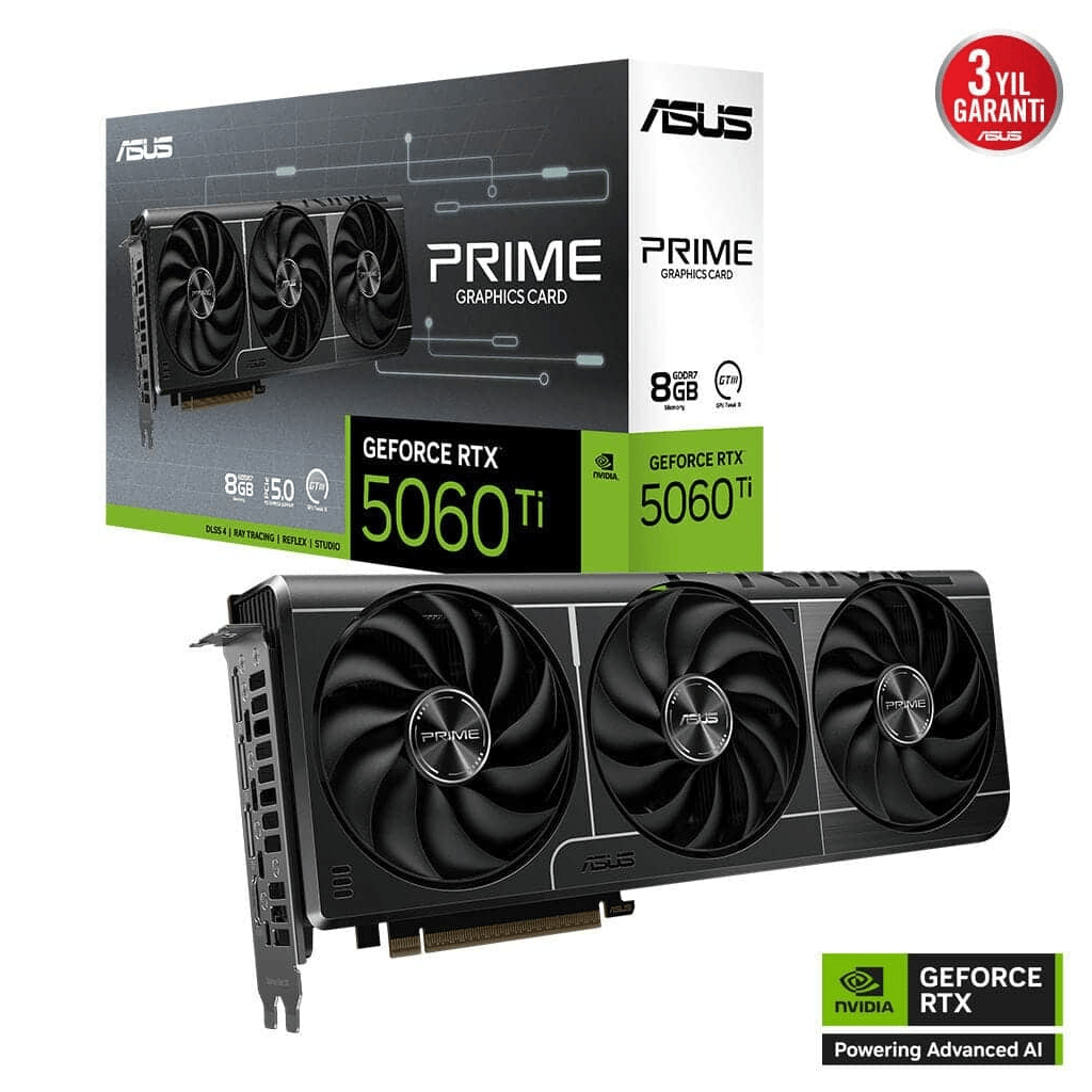 ASUS PRIME-RTX5060TI-8G, 8Gb, 128Bit, GDDR7, 1xHDMI, 3xDP GAMING Ekran Kartı