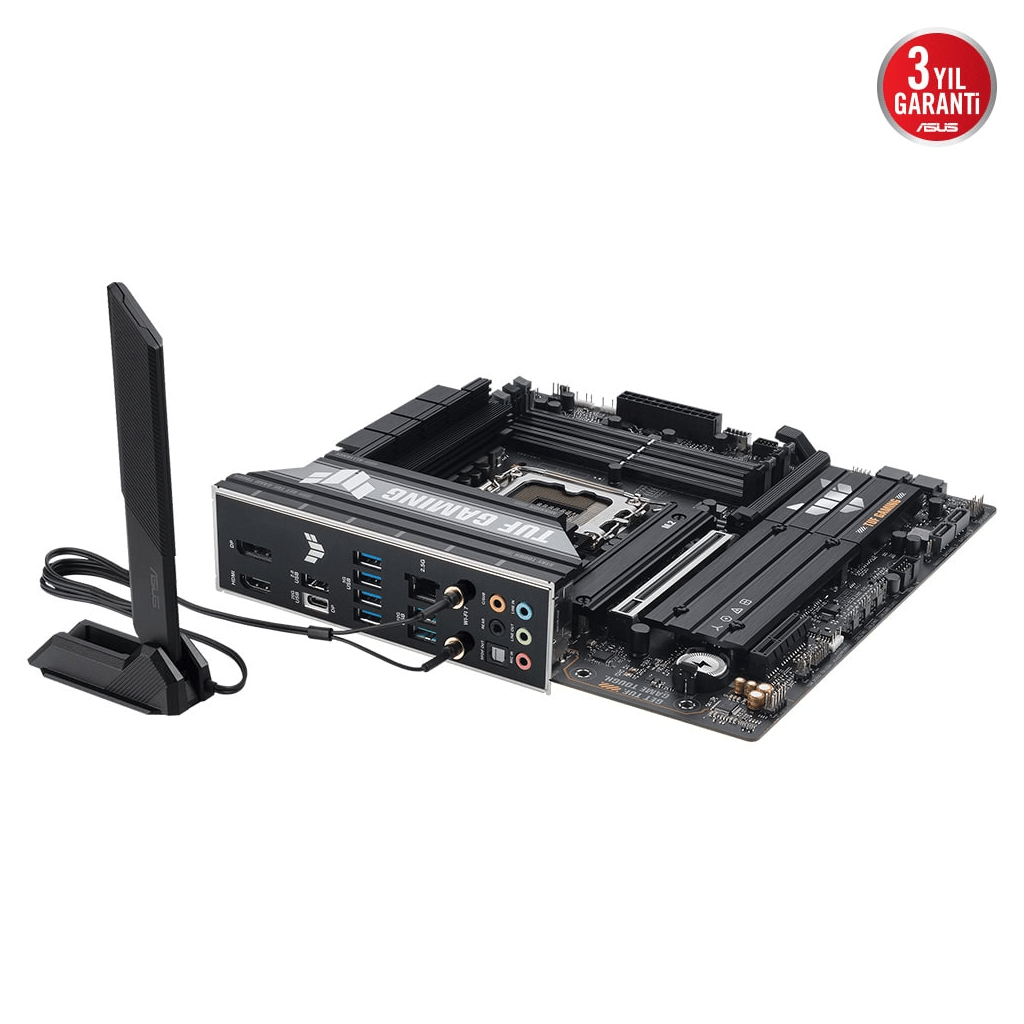 ASUS TUF GAMING B860M-PLUS WIFI, 4xDDR5, 3xM.2, HDMI, DP, Wi-Fi 7, Bluetooth v5.4, Intel Core Ultra CPU(Seri 2), LGA1851 Soket, Gaming Anakart
