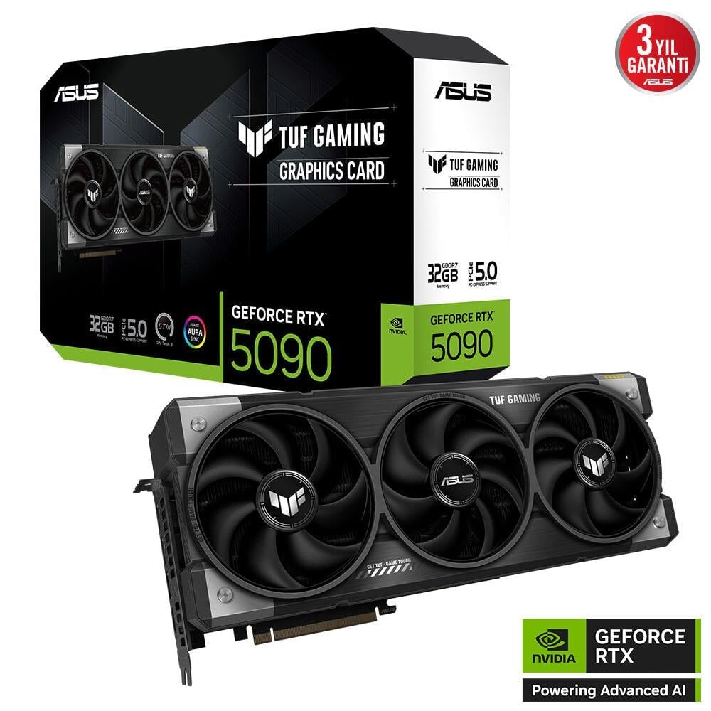 ASUS TUF-RTX5090-32G-GAMING 32GB Geforce RTX5090 GDDR7 512bit 2xHDMI 3xDP 16x Ekran Kartı (ARGB)