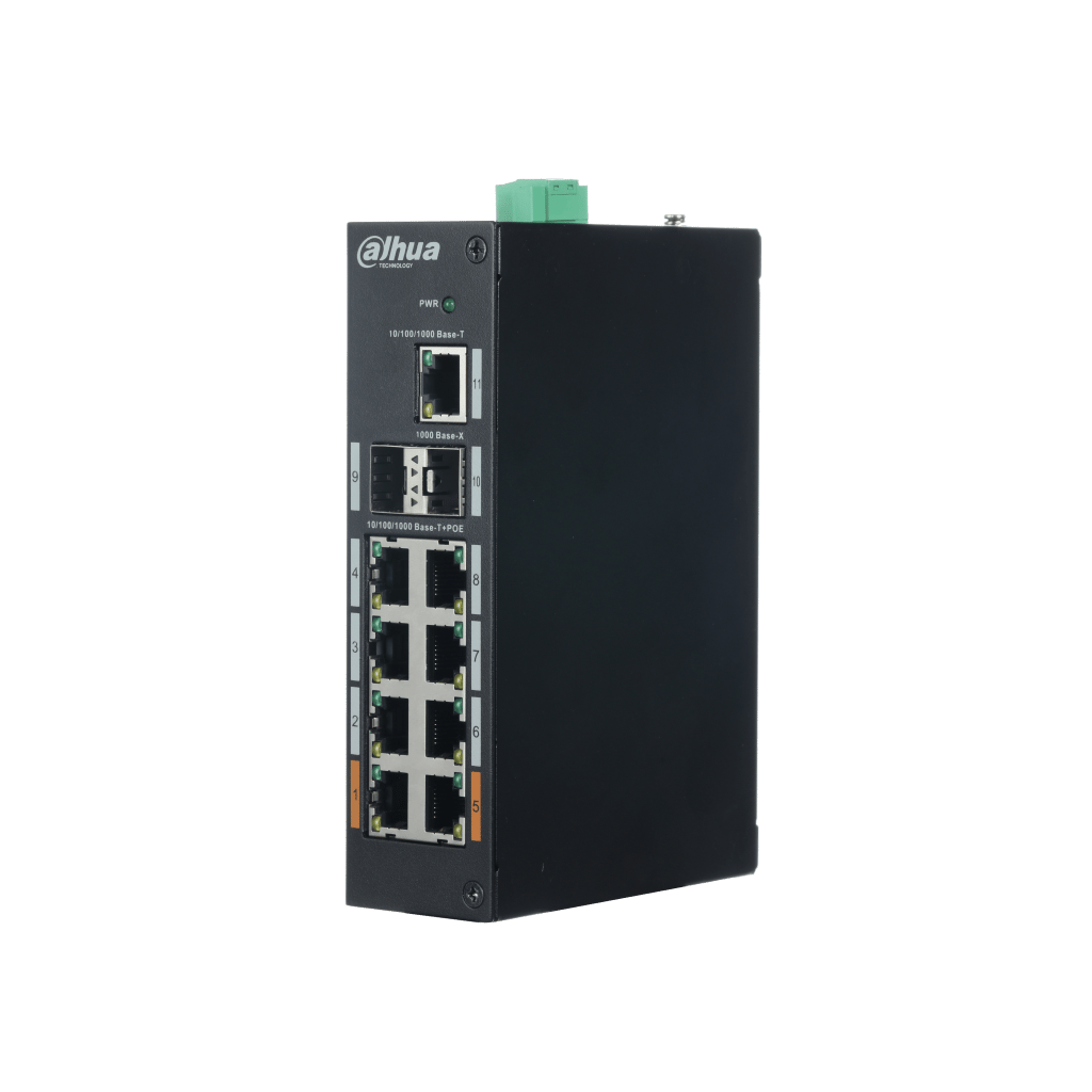 DAHUA PFS3211-8GT-120, 8 Port, Gigabit, 8 Port PoE, 120W, +2 Port SFP, +1 Port GigaBit Uplink, Yönetilemez, Rack Mount Switch