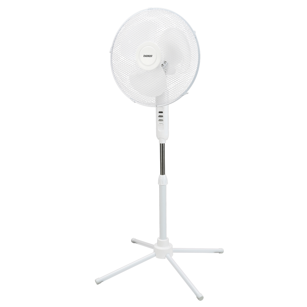 EVEREST FAN10, BEYAZ, EcoWind, 3 Kademeli Hız, 40cm 3 Bıçak Pervane ve Çerçeve, 45W, Otomatik Salınım, Yükseklik Ayarlı Vantilatör