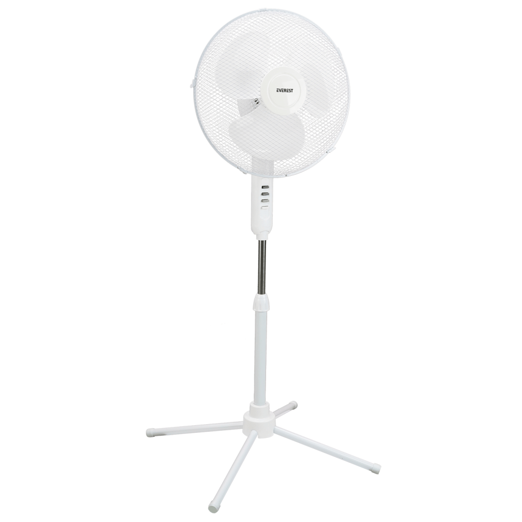 EVEREST FAN10, BEYAZ, EcoWind, 3 Kademeli Hız, 40cm 3 Bıçak Pervane ve Çerçeve, 45W, Otomatik Salınım, Yükseklik Ayarlı Vantilatör