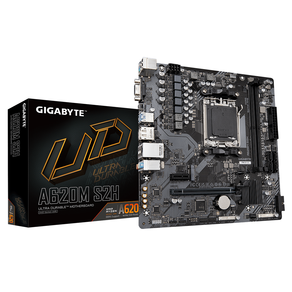 GIGABYTE A620M-S2H rev.1.2, 6400MHz, 2xDDR5, 1x M.2, D-SUB, HDMI, DP, AMD Ryzen 7000 Serisi, AM5 Soket Anakart